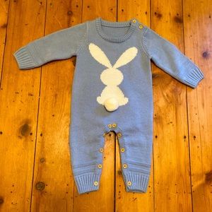 Yes, this outfit actually exists. Lovely/silly knit bunny onesie. 9-12 mo